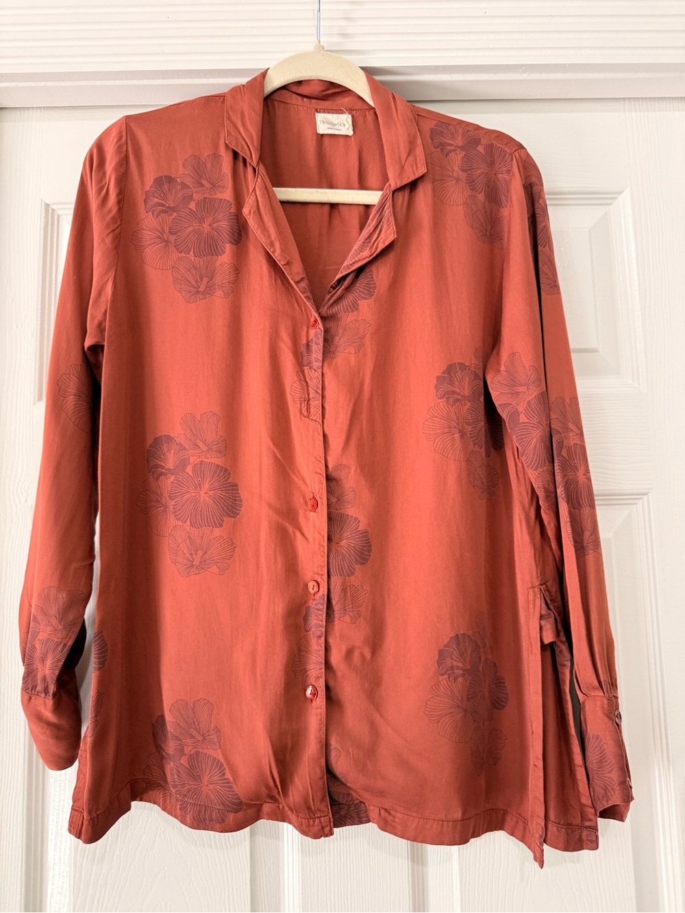 Trades of hope Women's Rust Floral Button-Front Shirt